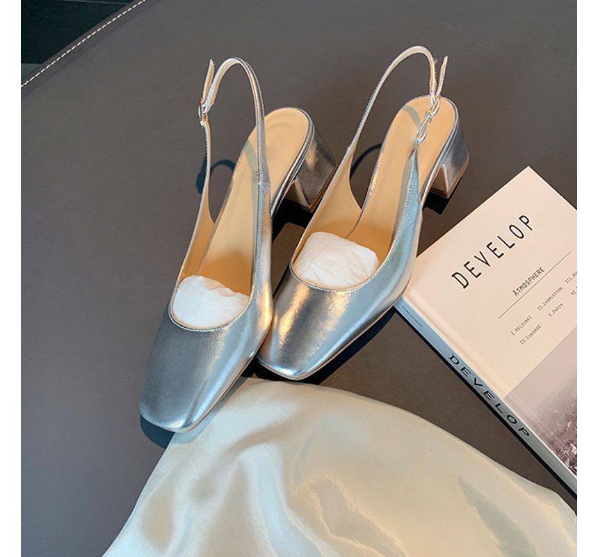 Block Heel Slingback Sandals