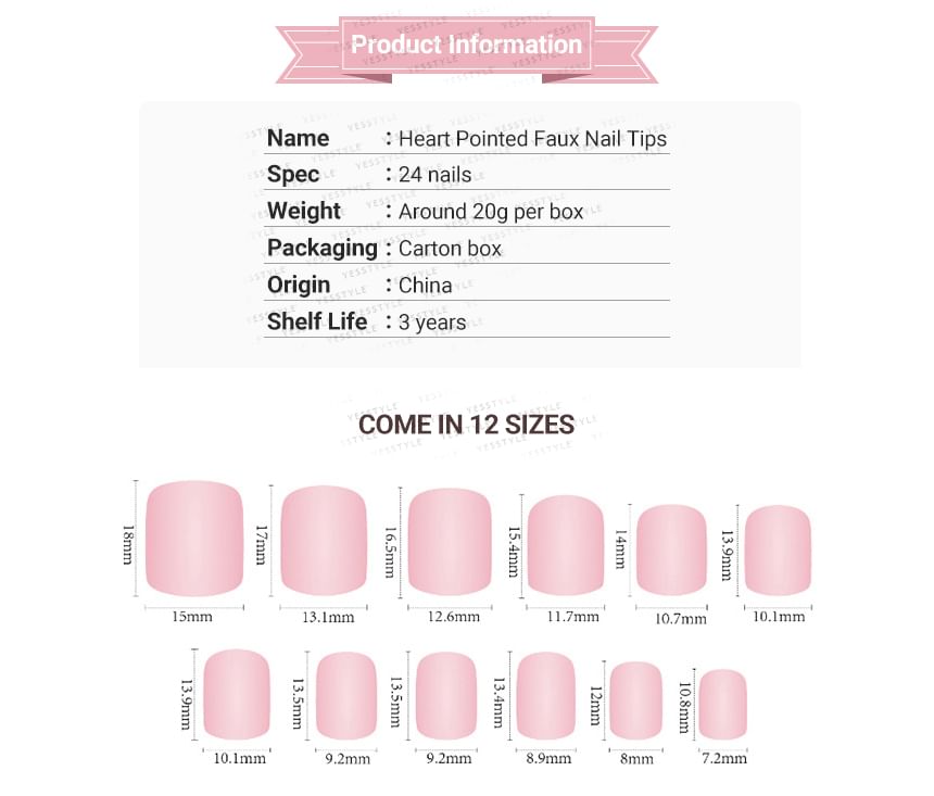 Heart Pointed Faux Nail Tips