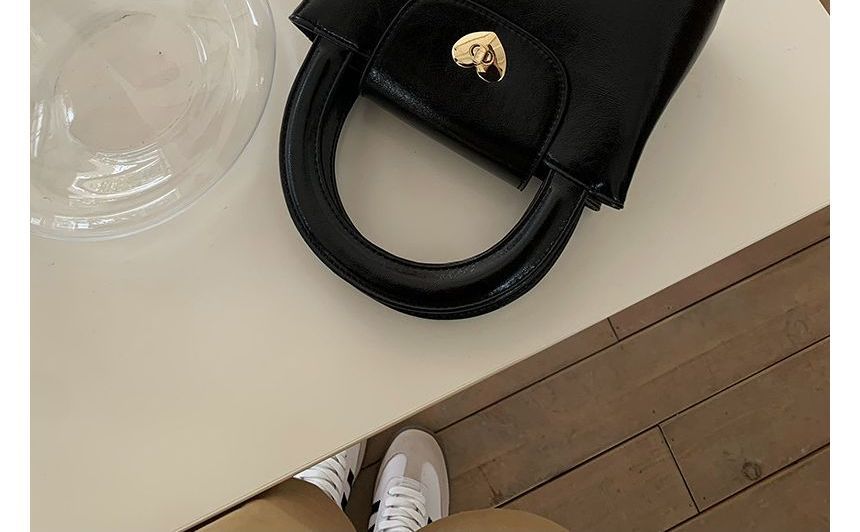 Leather Handbag Faux Heart Lock