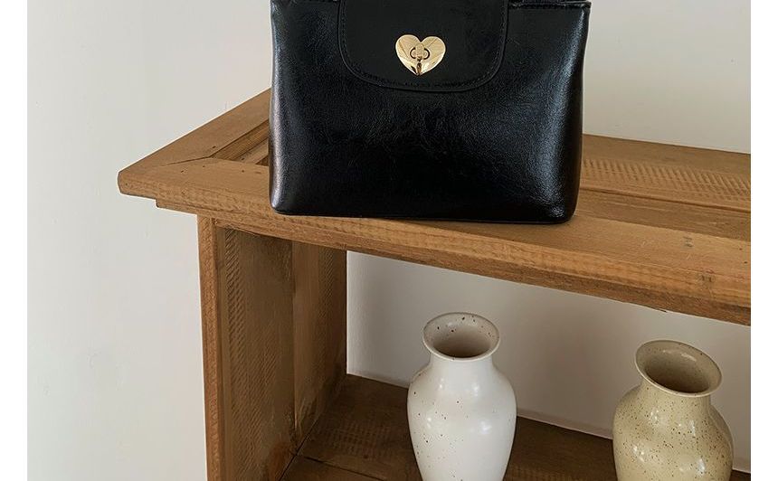 Leather Handbag Faux Heart Lock