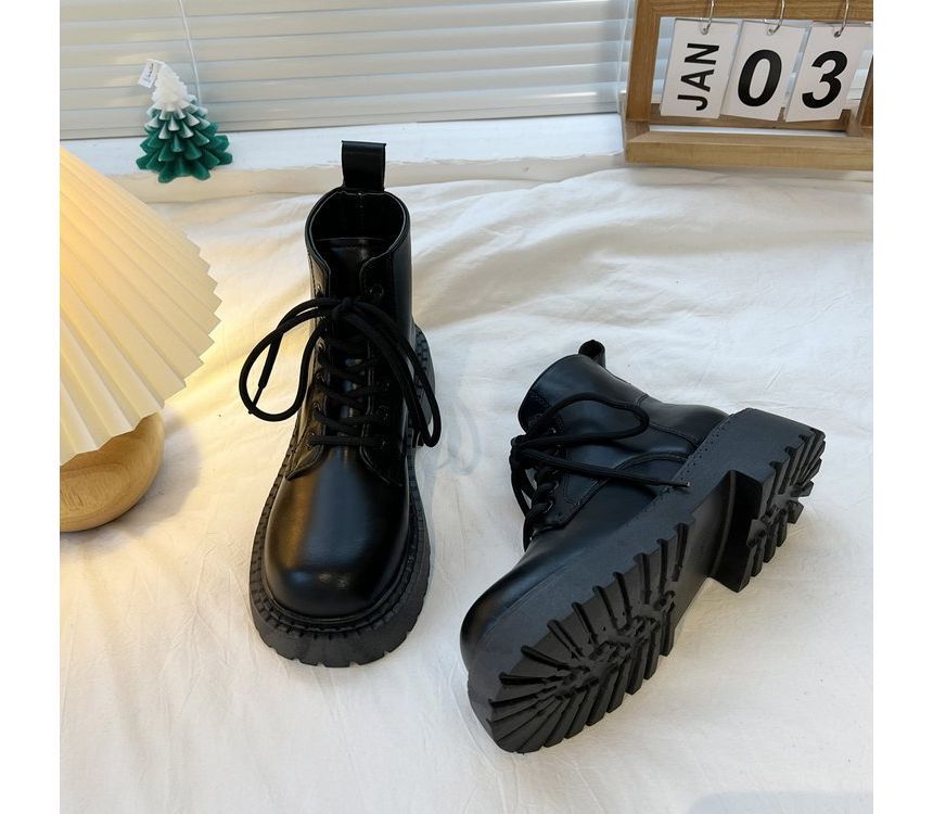 Platform Lace Up Short Boots