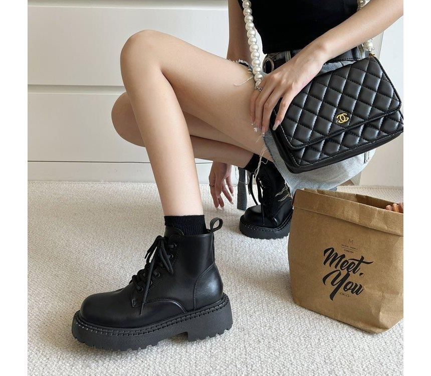 Platform Lace Up Short Boots