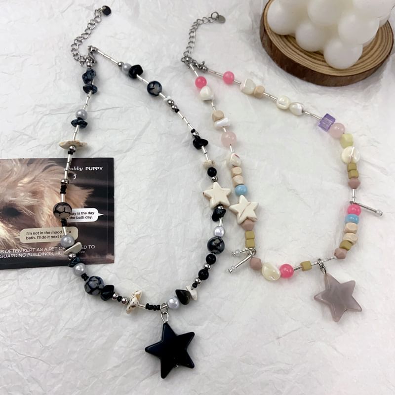 Pendant Necklace Beaded Star