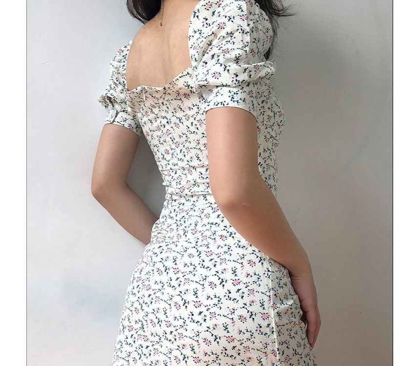 Mini Sheath Floral Dress Short-Sleeve