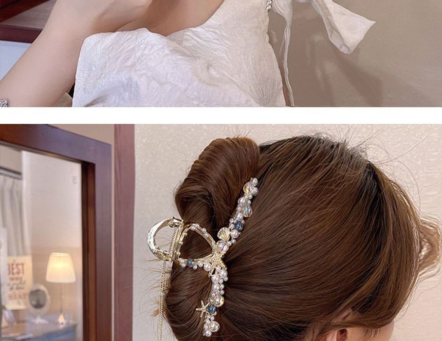 Faux Peral Starfish Fringed Hair Claw