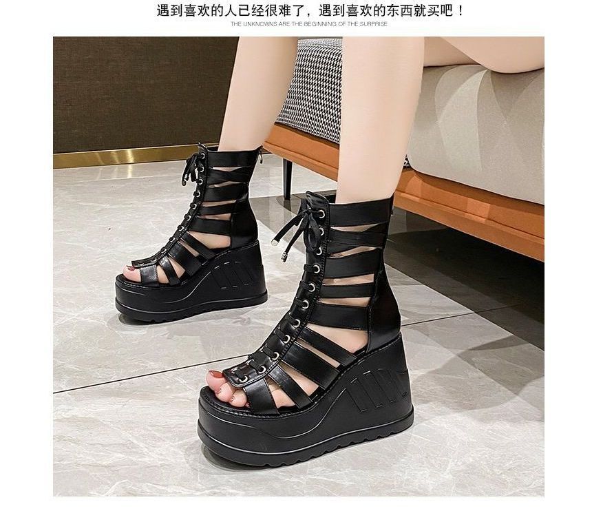 Platform Wedge Lace-Up Sandals Heel Gladiator
