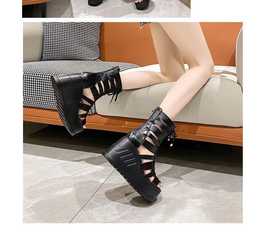 Platform Wedge Lace-Up Sandals Heel Gladiator