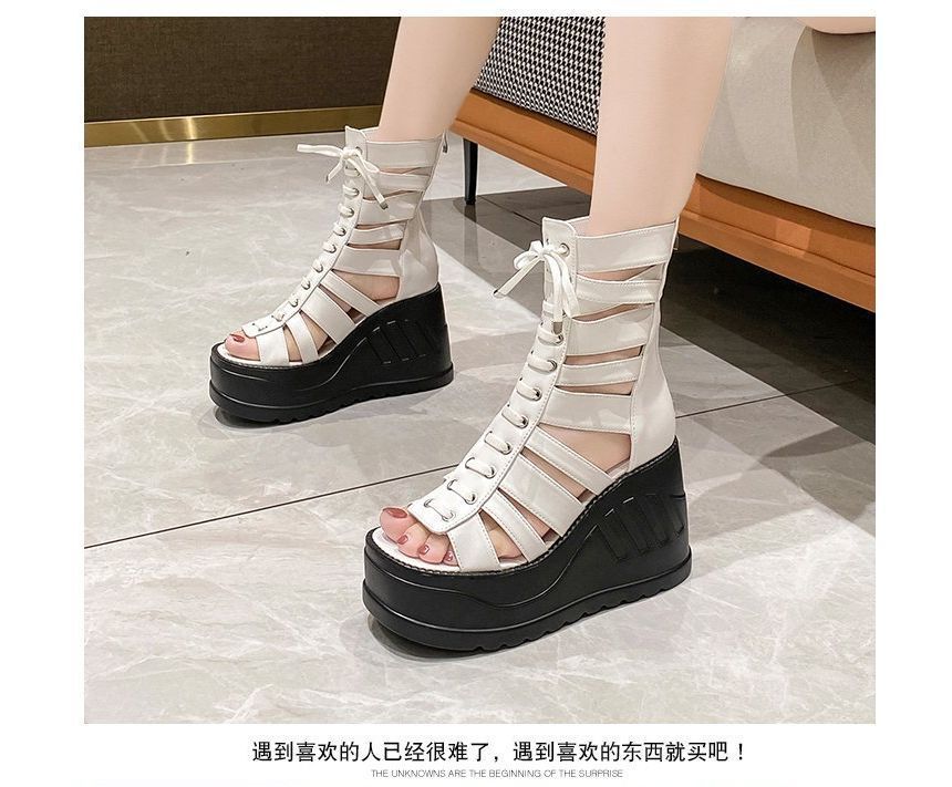 Platform Wedge Lace-Up Sandals Heel Gladiator