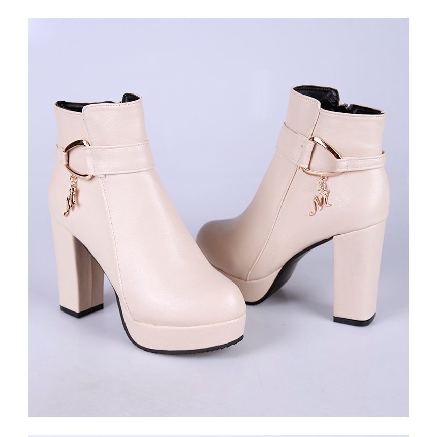 Boots Chunky Short Plain Heel