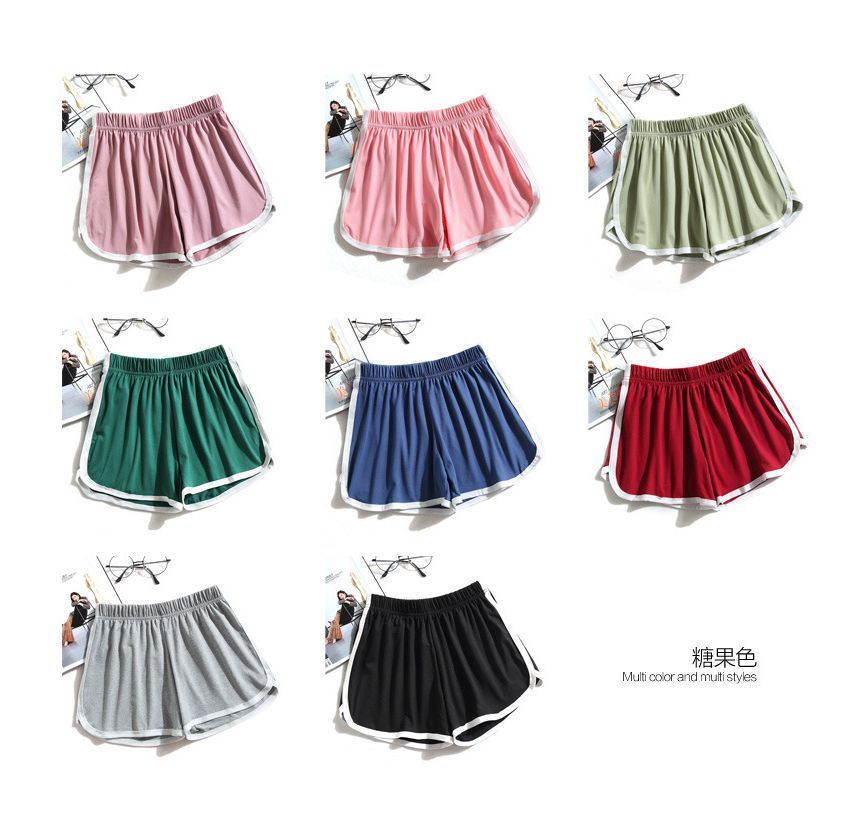 Elastic Contrast Trim Sweat Shorts Waist