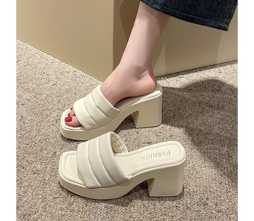 Square-Toe Sandals Slide Platform