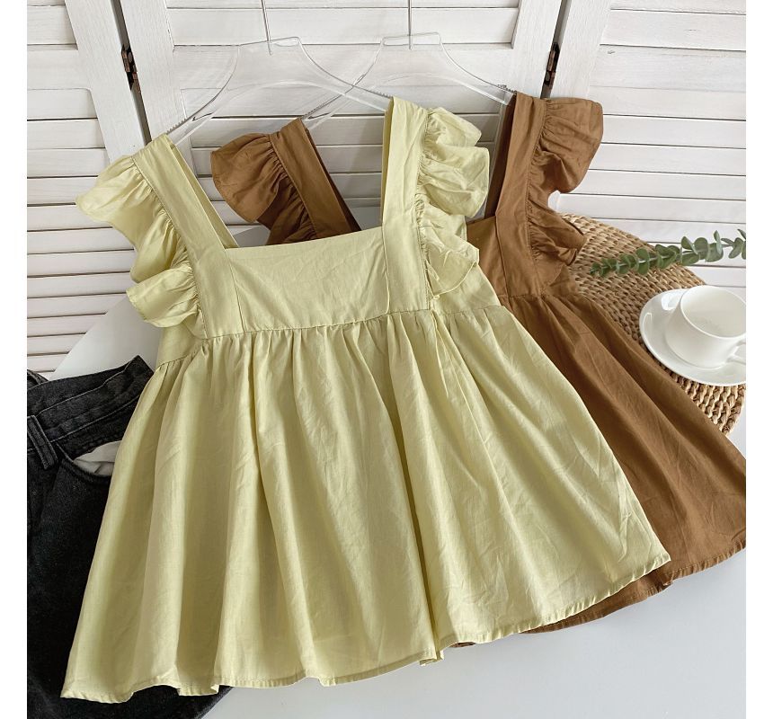 Fließende Bluse mit Flügelärmeln und quadratischem Ausschnitt