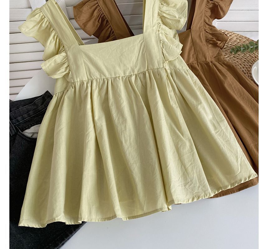 Fließende Bluse mit Flügelärmeln und quadratischem Ausschnitt