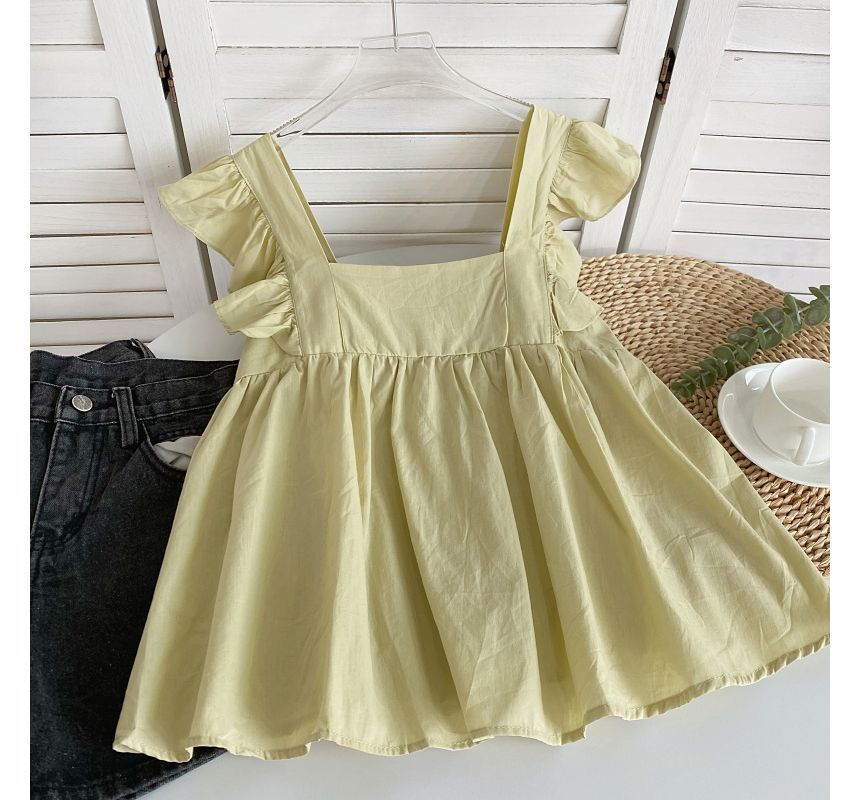 Fließende Bluse mit Flügelärmeln und quadratischem Ausschnitt