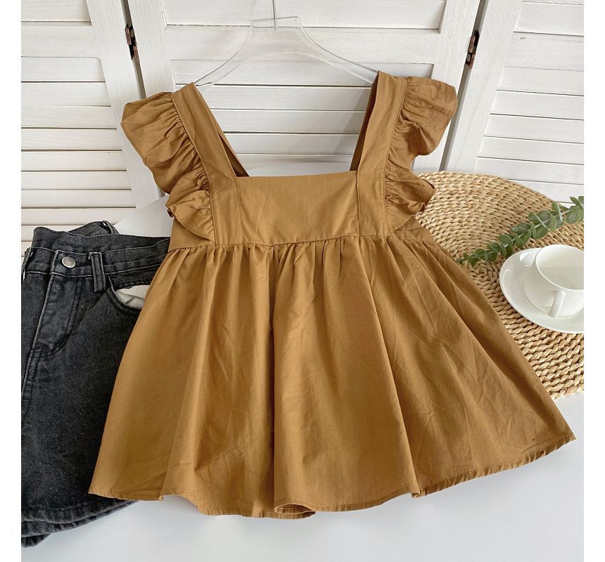 Fließende Bluse mit Flügelärmeln und quadratischem Ausschnitt