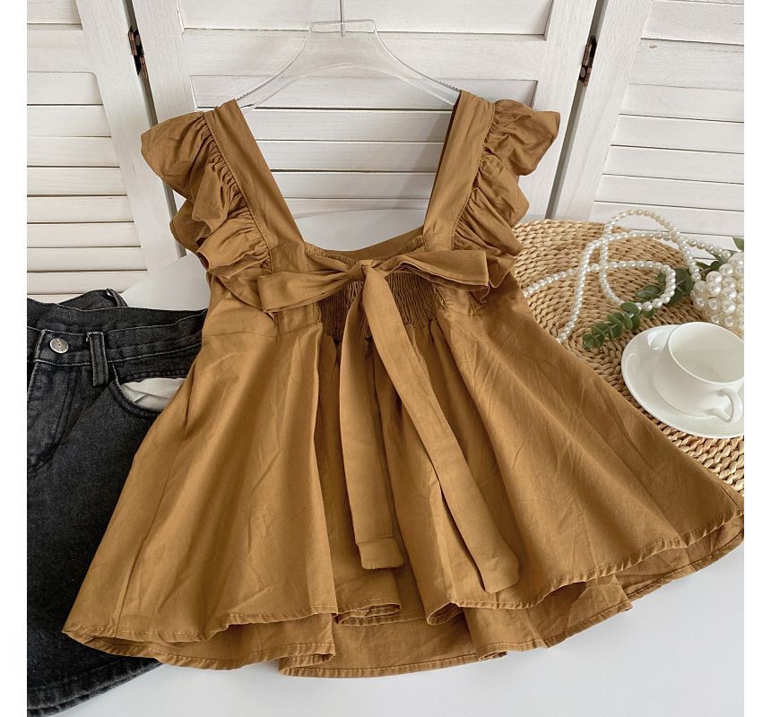 Fließende Bluse mit Flügelärmeln und quadratischem Ausschnitt