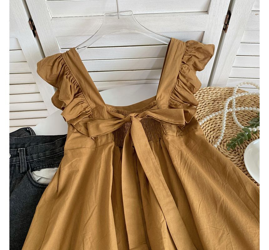 Fließende Bluse mit Flügelärmeln und quadratischem Ausschnitt