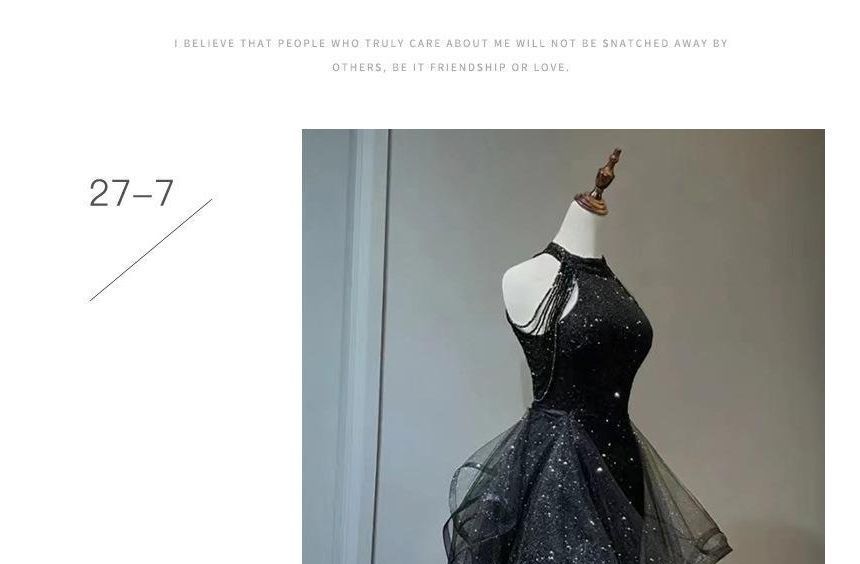 Sleeveless Evening Crew A-Line Glitter Beaded Neck Gown Panel Ruffle Mesh Plain