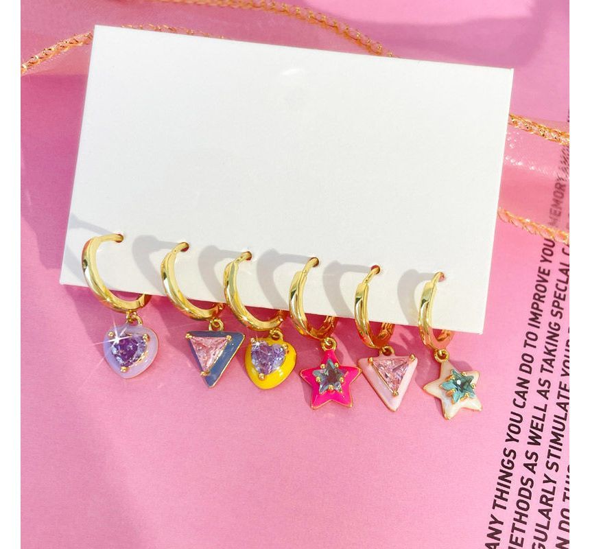 Star Designs) 6: Alloy Set of Earring (Various Dangle