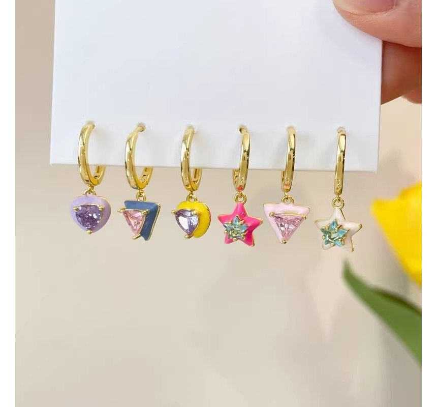 Star Designs) 6: Alloy Set of Earring (Various Dangle