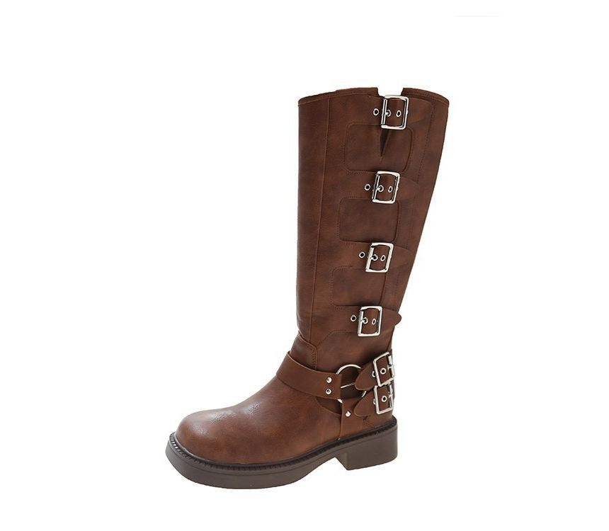 Boots Multi-Buckle Platform High Knee
