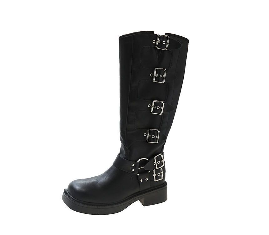 Boots Multi-Buckle Platform High Knee