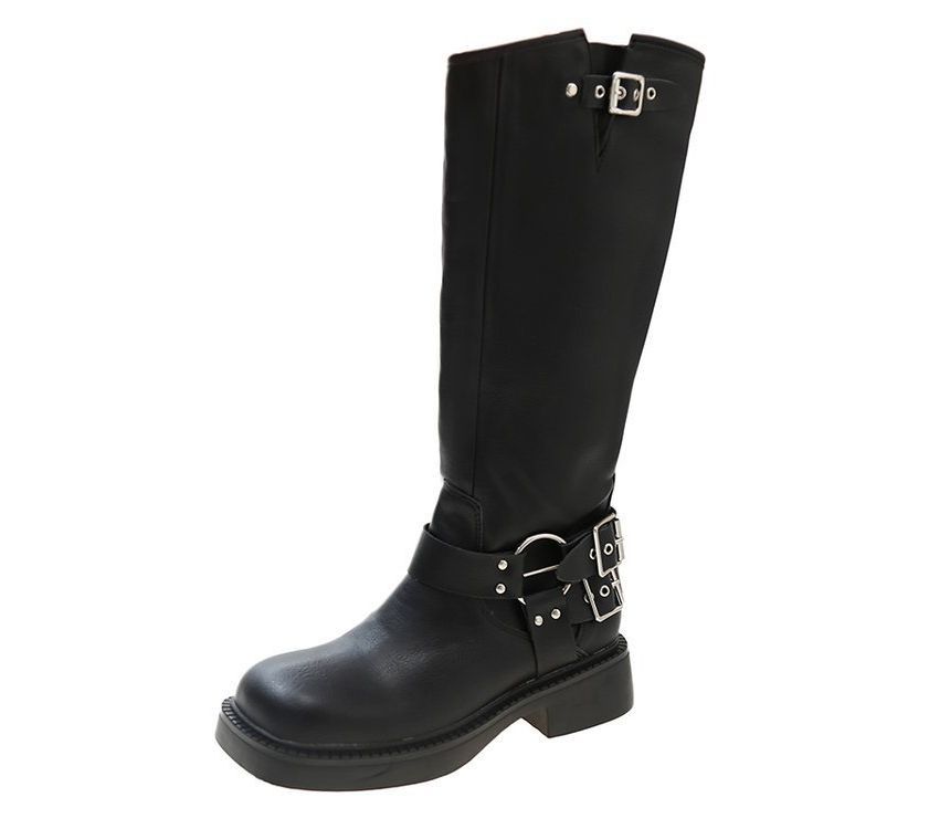 Platform High Multi-Buckle Knee Boots