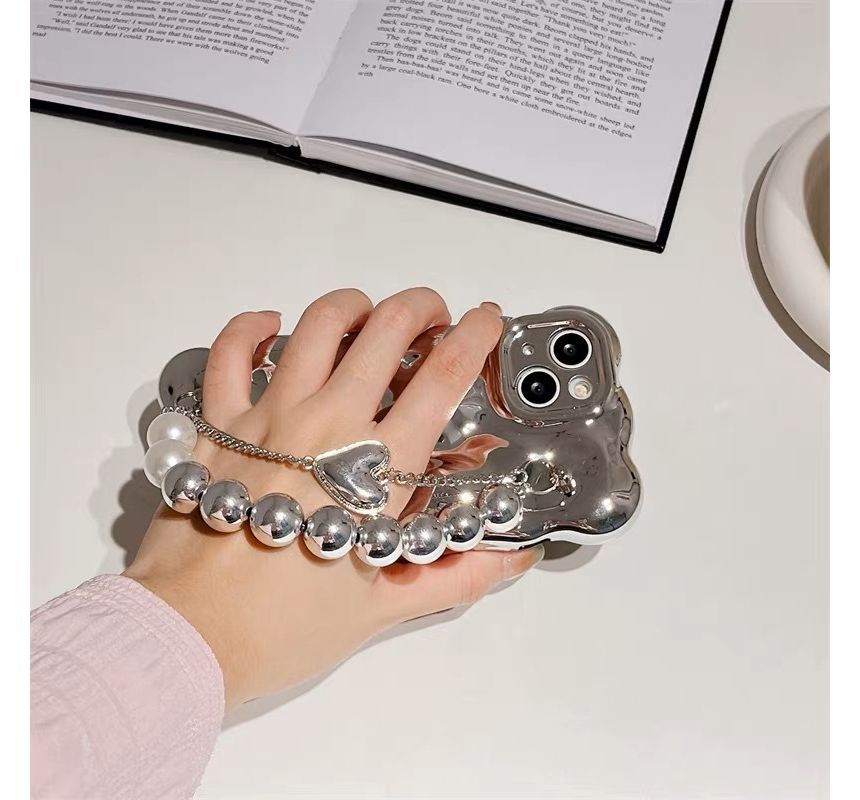 Pearl Faux Strap Metallic Phone Case