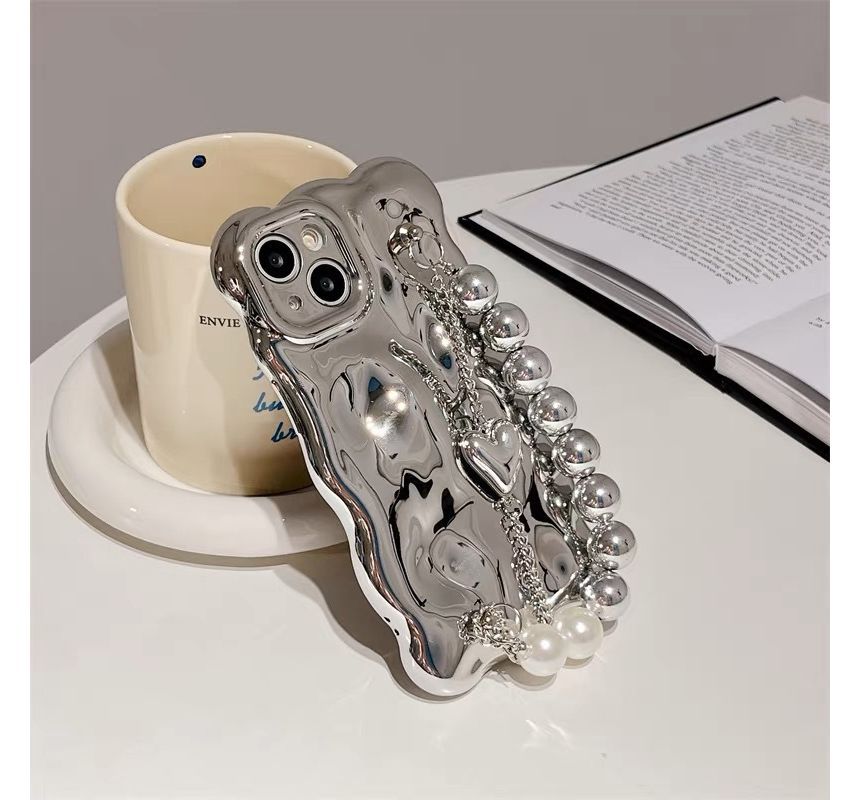 Pearl Faux Strap Metallic Phone Case