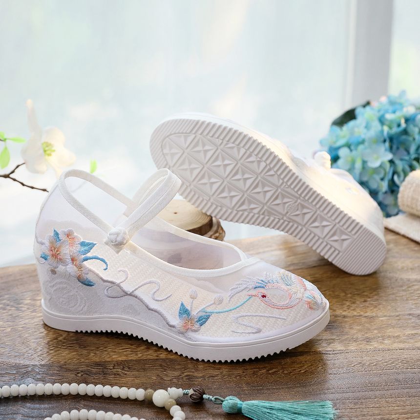 Shoes Jane Wedge Pointed Mary Embroidered