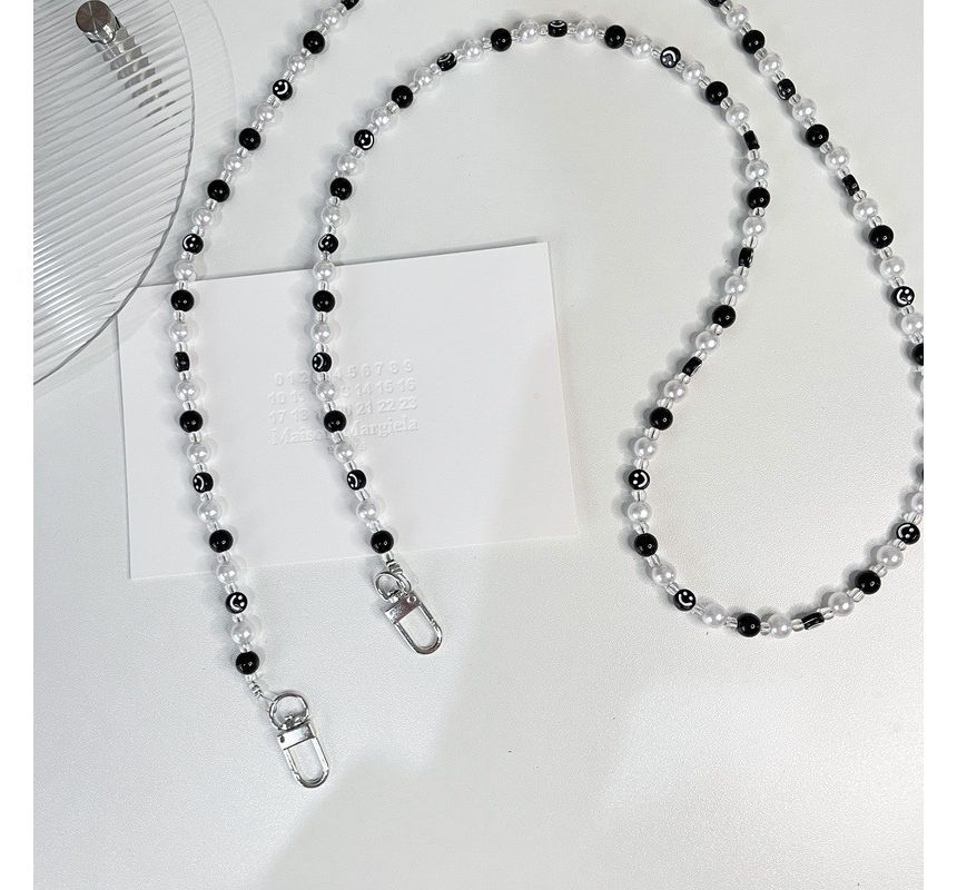 Pearl Smiley Faux Phone Strap