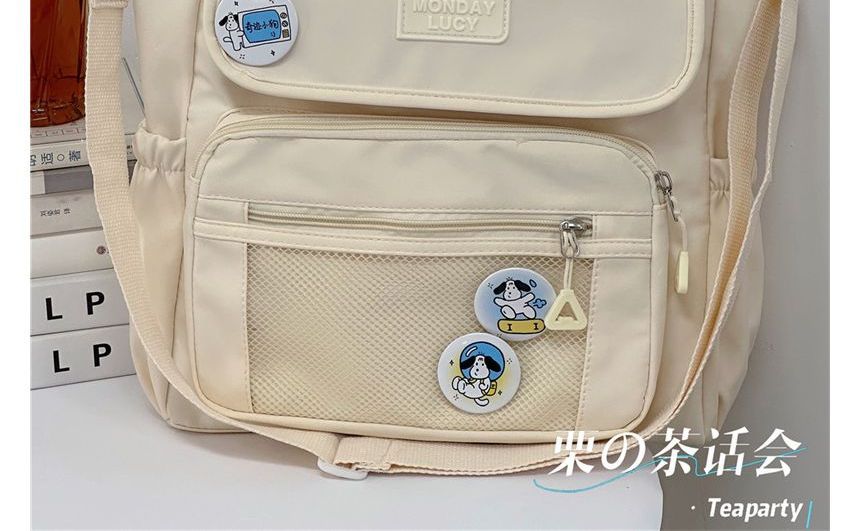 Plain Lettering Label Crossbody Bag / Charm / Set