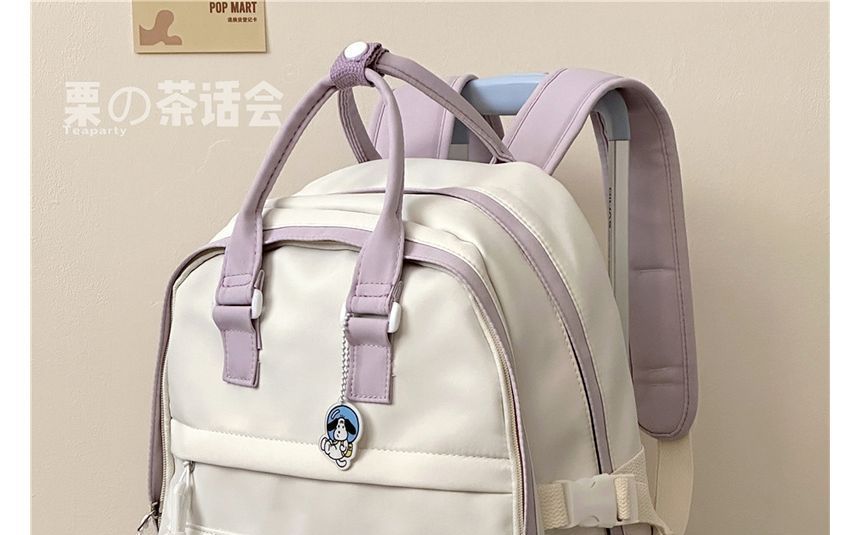 Two-Tone Top Handle Backpack / Charm / Set