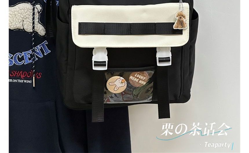 Color Block Top Handle Backpack / Charm / Set