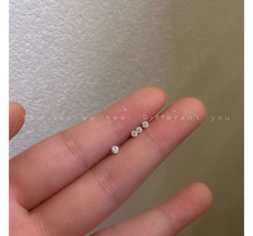 Earring Alloy Stud Set: Pair Rhinestone 2