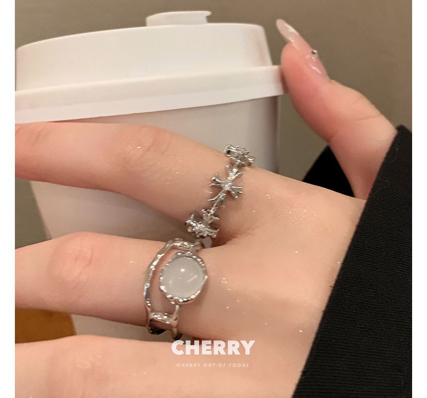 / Set Moonstone Open Cross Faux Ring