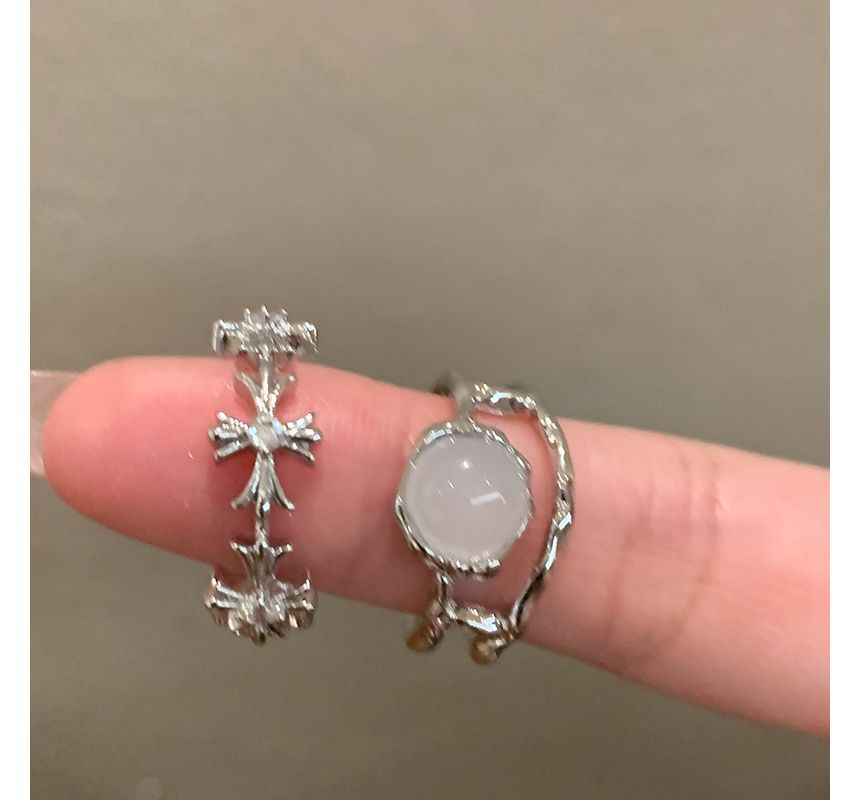 / Set Moonstone Open Cross Faux Ring