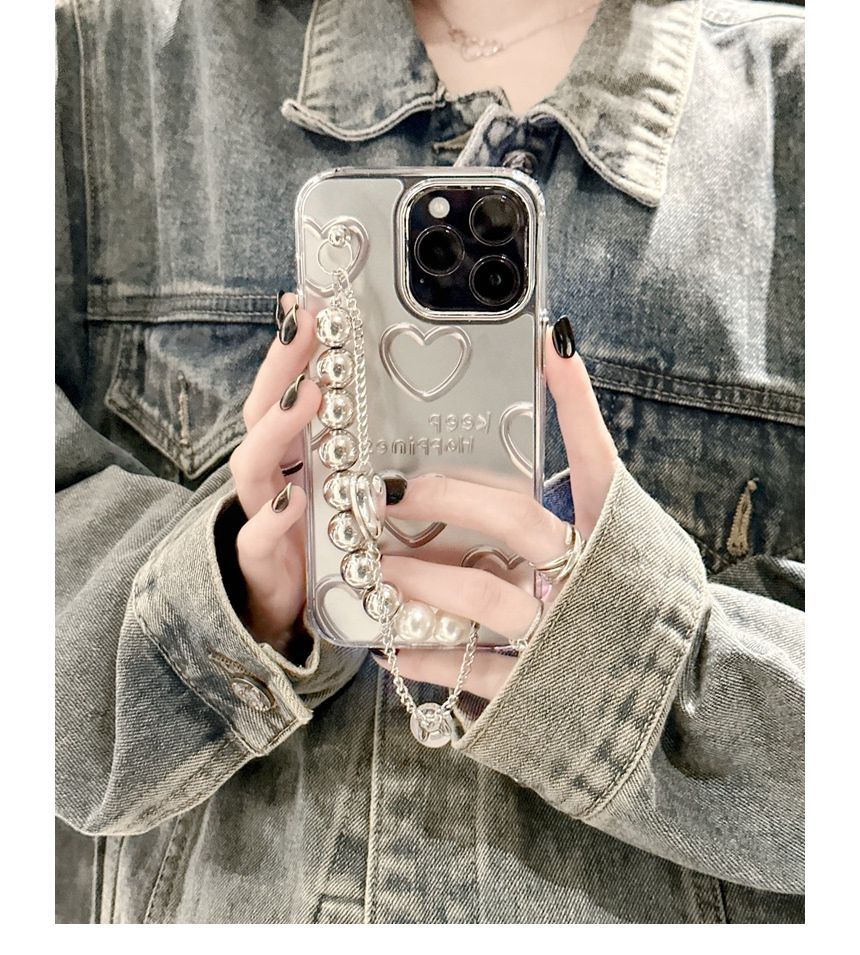 Bead Chain Heart Phone Case Faux Print