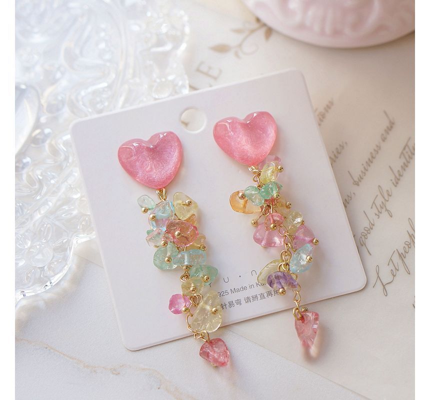 Heart Floral Acrylic Dangle Earring