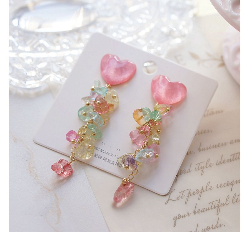 Heart Floral Acrylic Dangle Earring