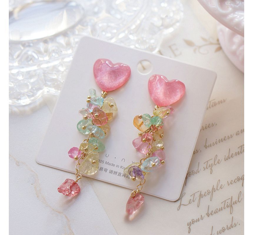 Heart Floral Acrylic Dangle Earring