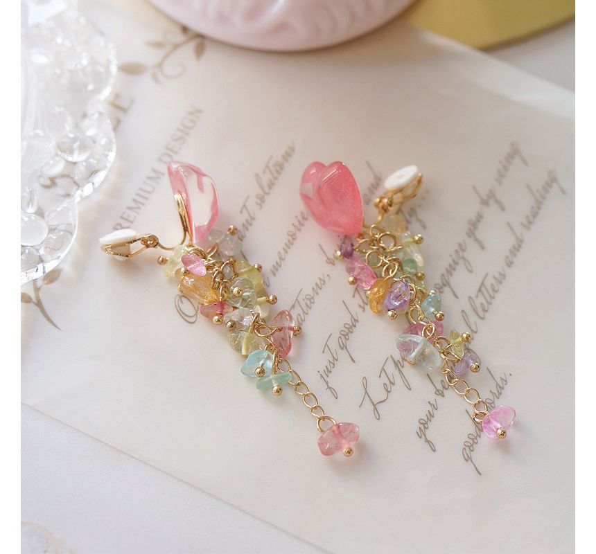 Heart Floral Acrylic Dangle Earring