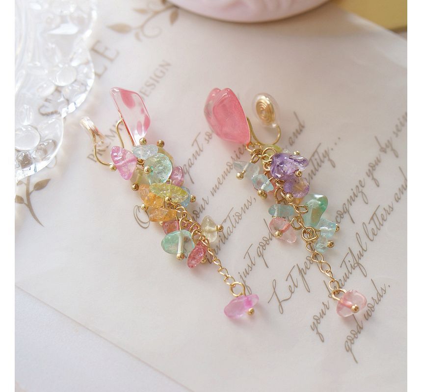 Heart Floral Acrylic Dangle Earring