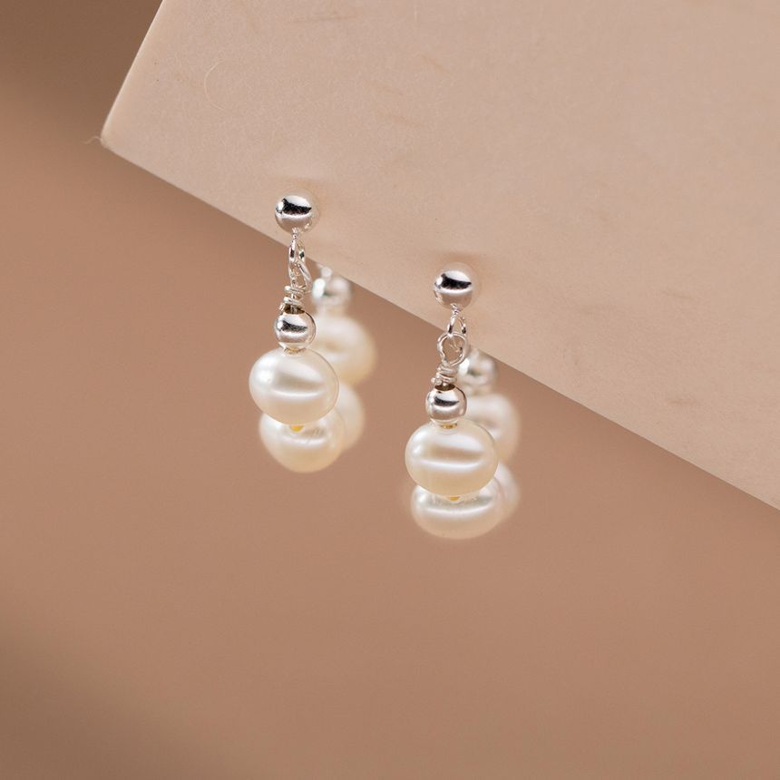 Faux Pearl Beaded Hoop Earring