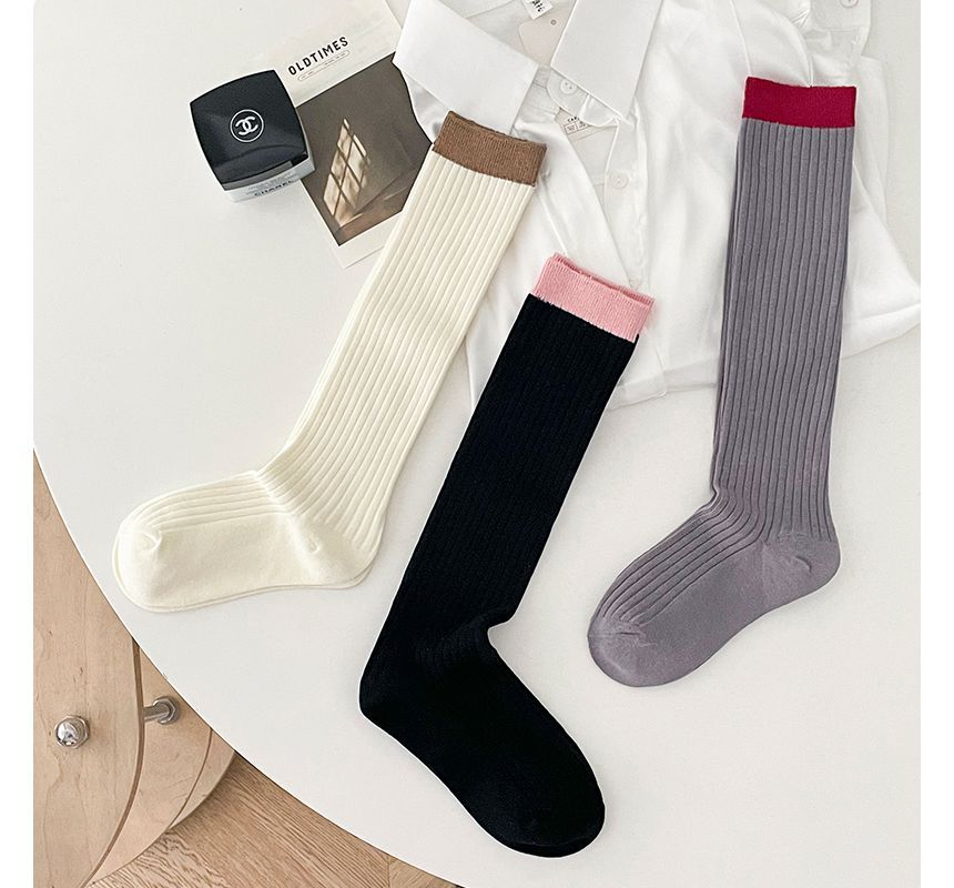 Two Tone Ribbed Socks