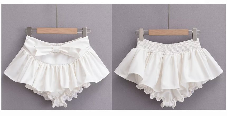 A-Line Mini Mid bow Waist Plain Skirt