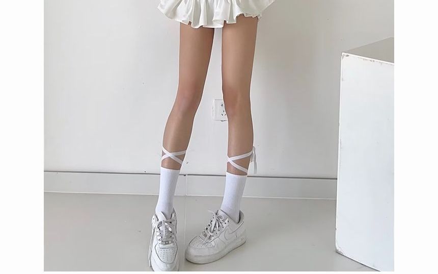 A-Line Mini Mid bow Waist Plain Skirt