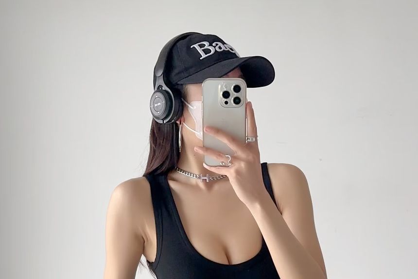 Scoop Bodysuit Neck Top Plain Sleeveless