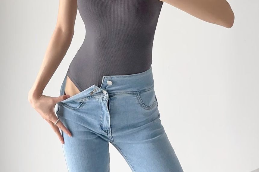 Scoop Bodysuit Neck Top Plain Sleeveless