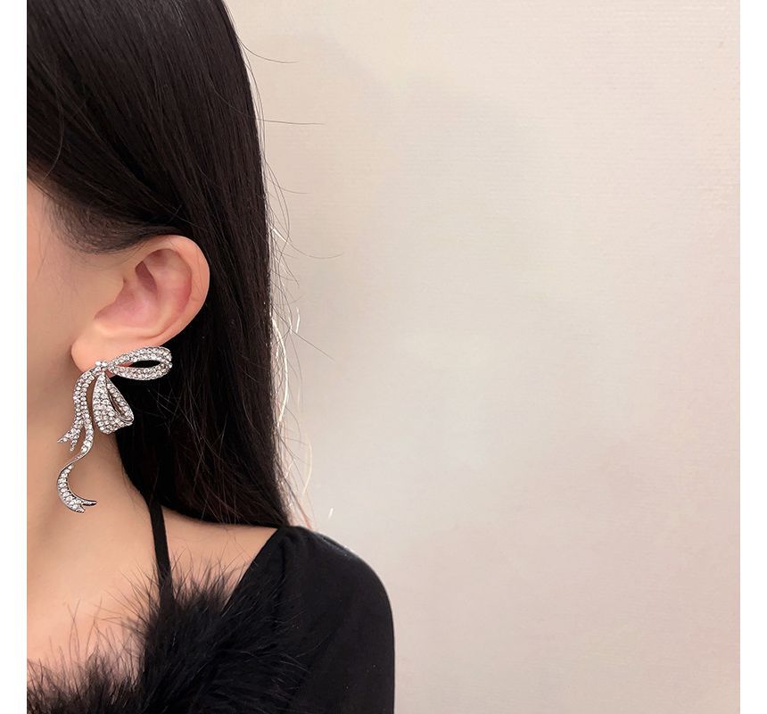 Stud Earring Rhinestone Bow
